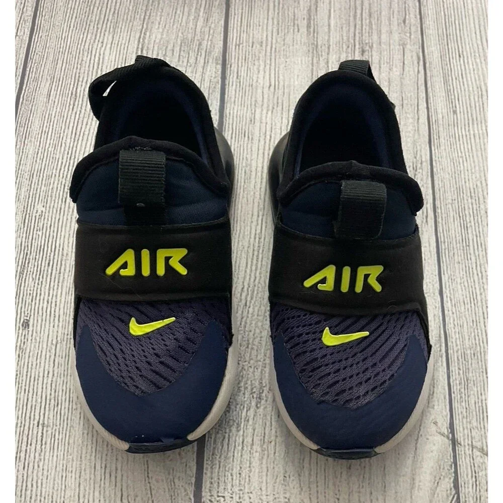 Black & Navy Blue Nike Air Little Boy Toddler Slip On Shoes, Size 8